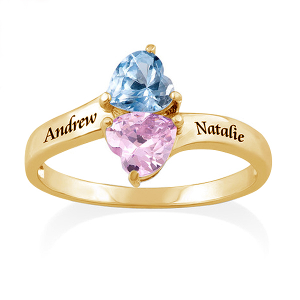 Personalizzabile 2 Nome Anello Con Birthstones