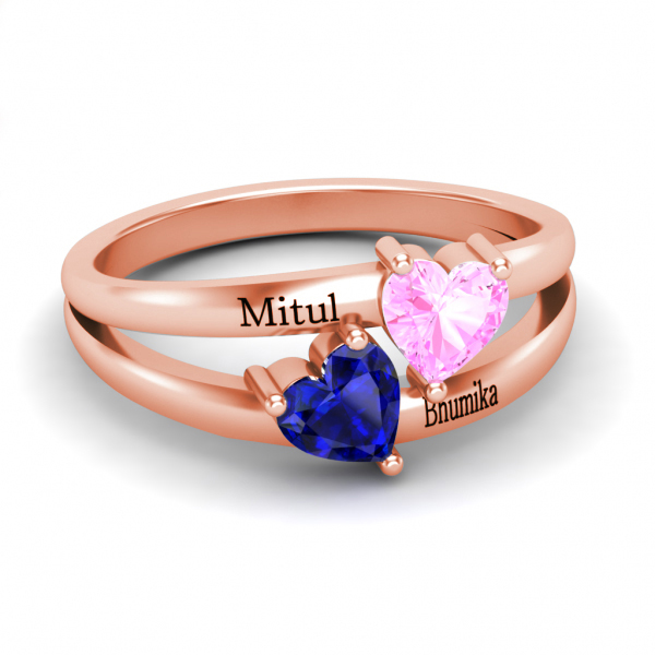 Personalizzabile 2 Nome Anello Con Birthstones