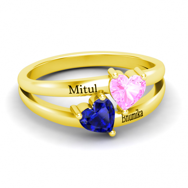 Personalizzabile 2 Nome Anello Con Birthstones