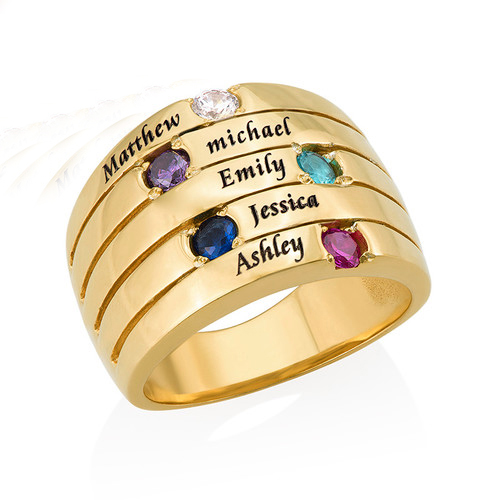 Personalizzabile Cinque Nome Anello Con Birthstones