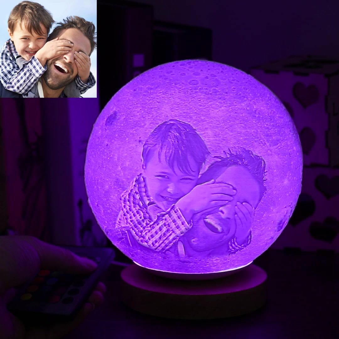 Personalizzata Foto 3D Luna Tavolo Lampada Con Telecomando