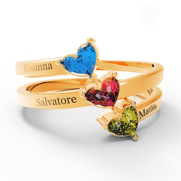 Personalizzabile 3 Nome Anello Con Birthstones