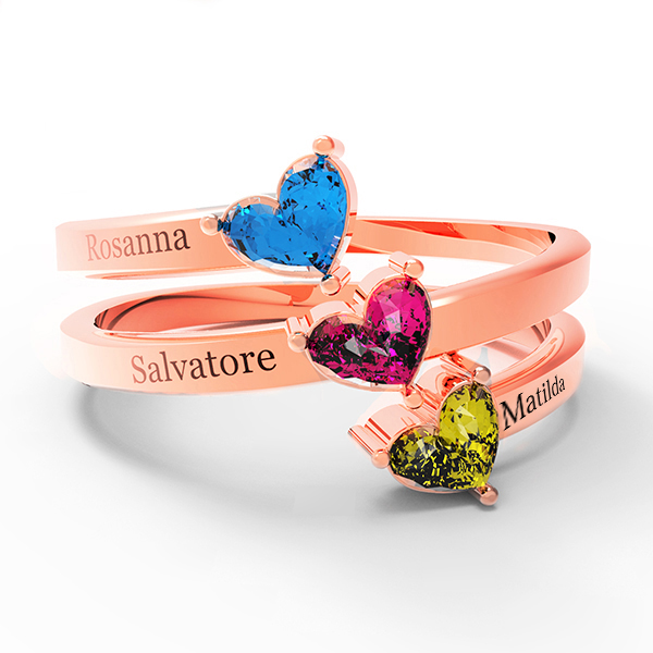 Personalizzabile 3 Nome Anello Con Birthstones