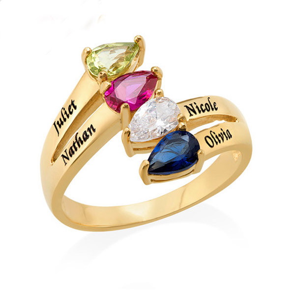 Personalizzabile 4 Nome Anello Con Birthstones