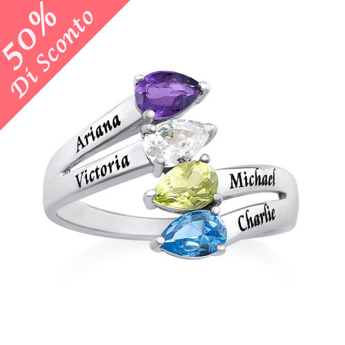 Personalizzabile 4 Nome Anello Con Birthstones