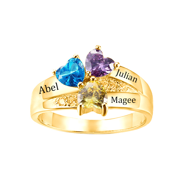 Personalizzabile Tre Nome Anello Con Birthstones