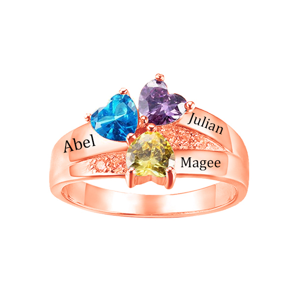 Personalizzabile Tre Nome Anello Con Birthstones