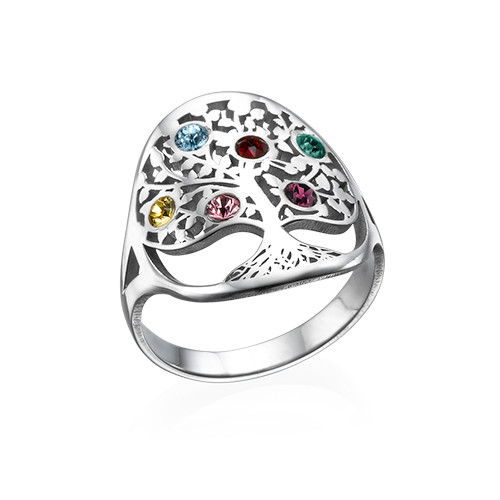 Famiglia Albero  birthstone Anello