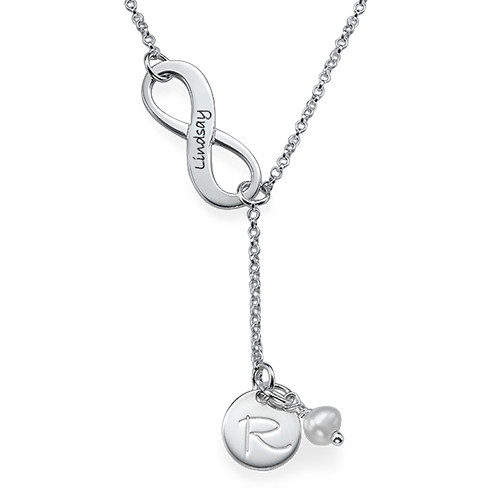 Infinito Y Sagomato birthstone Collana con Iniziale