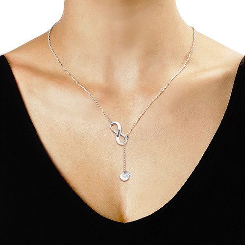 Infinito Y Sagomato birthstone Collana con Iniziale