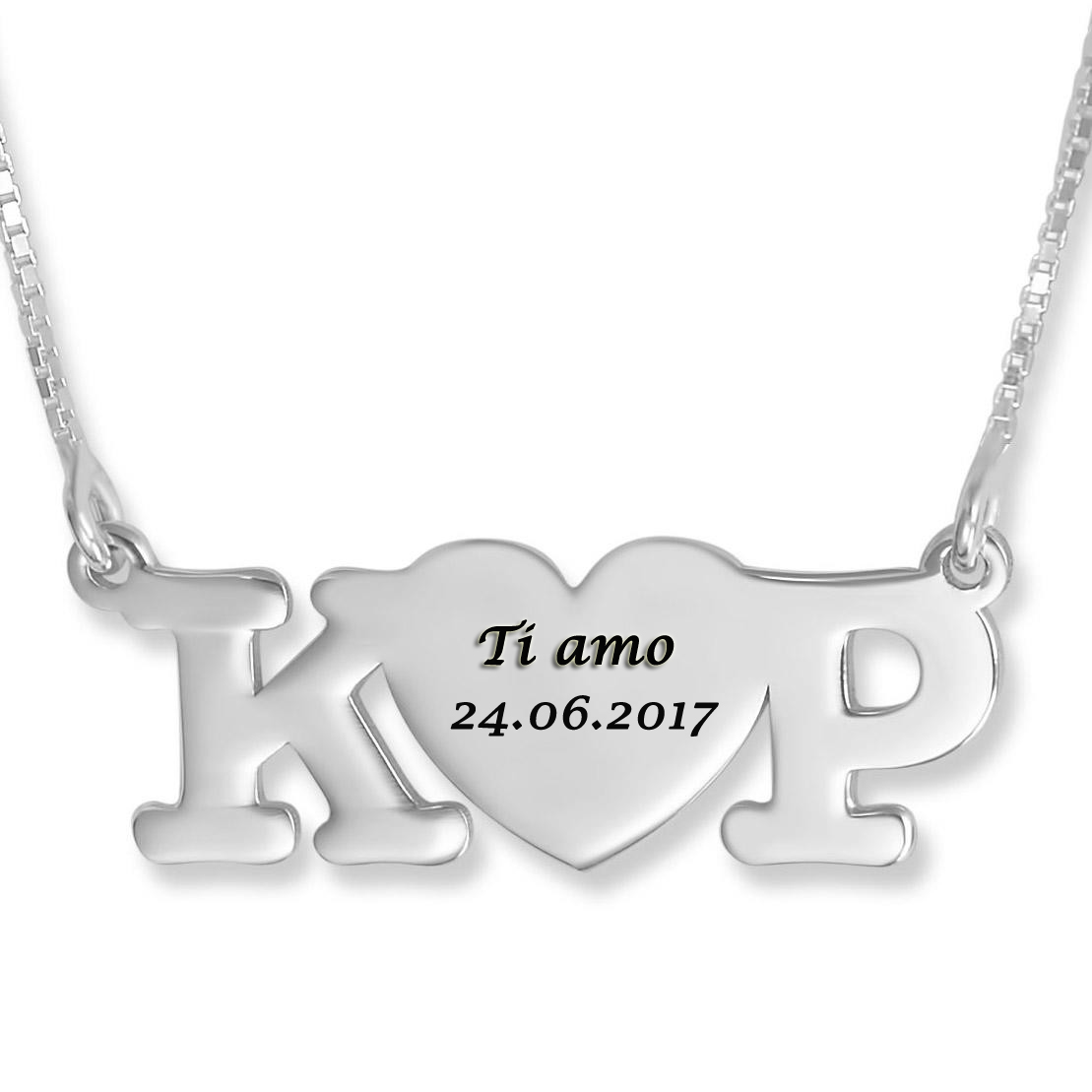 Lettere di cuore Foto Collana in argento sterling