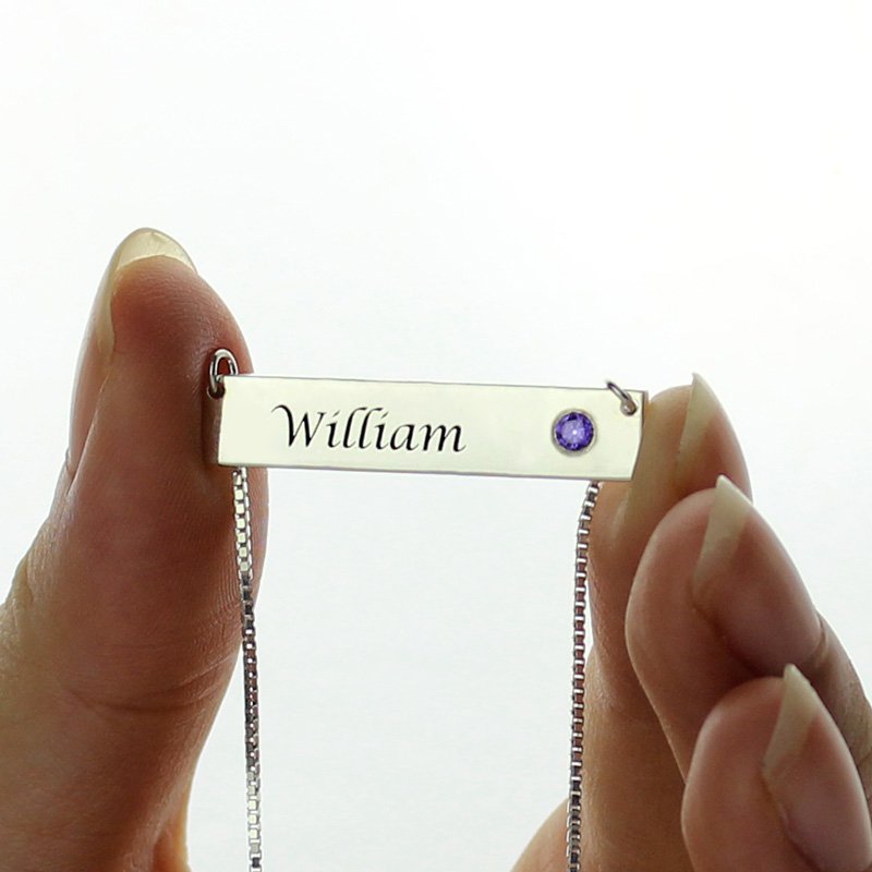 Nomeplate Bar Collana con birthstone