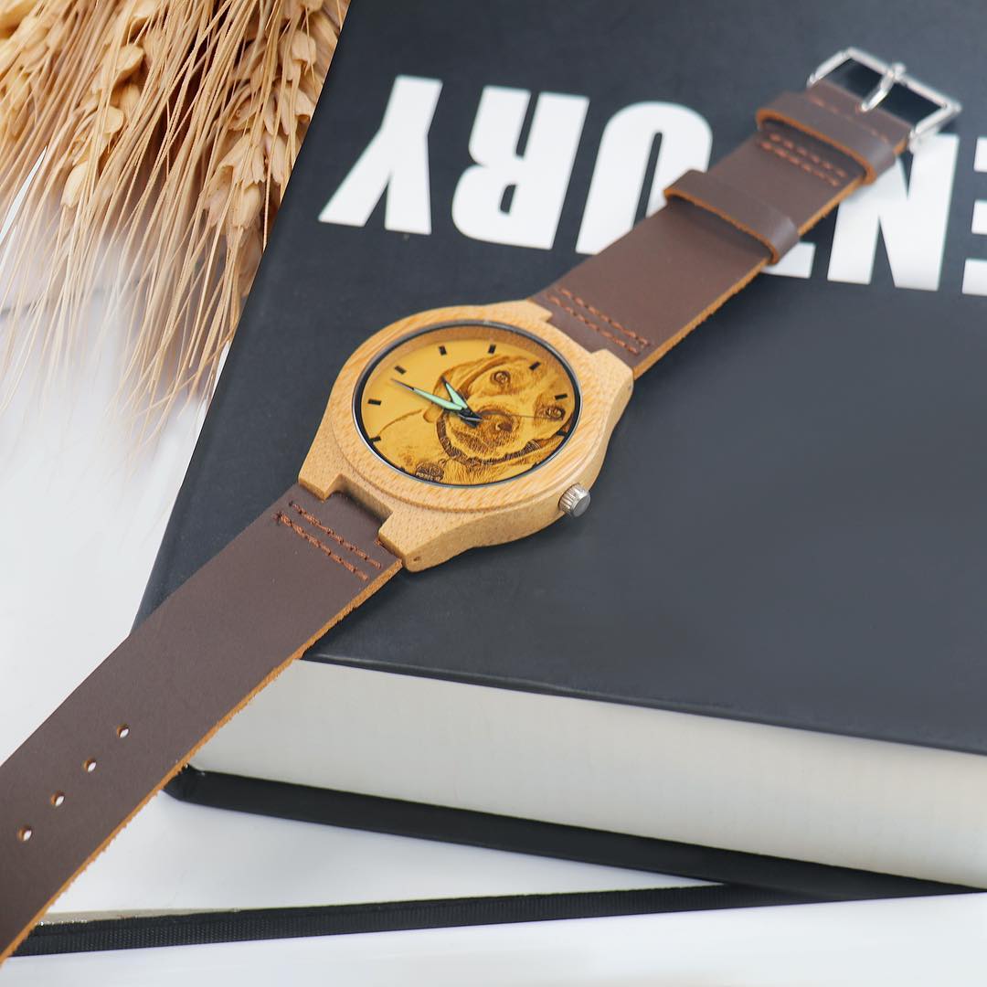 Personalizzata Foto Bambù di Legno Orologio